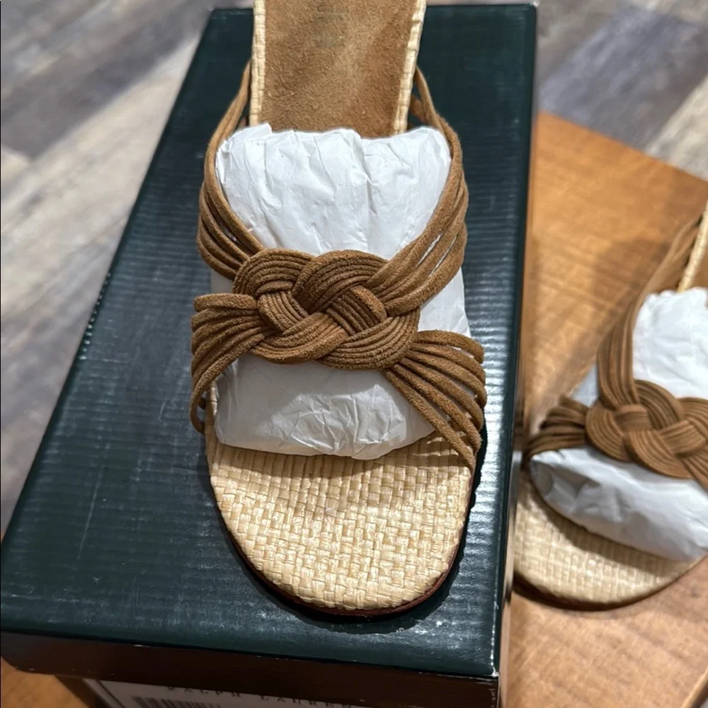 Lauren Ralph Lauren Tan Luggage Kid Suede/Straw Uma Kitten Heels